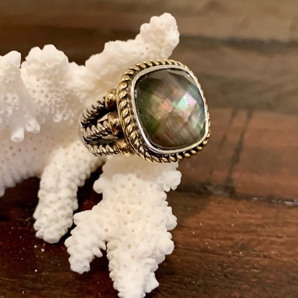 Genuine Grey Mother of Pearl & Clear Quartz .925 - Picture 2 of 10